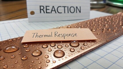Water Droplets on Copper Surface Highlighting Thermal Response for Scientific Study and Experimentation in Laboratory Setting