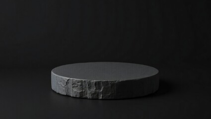Minimalist dark round pedestal on a black background