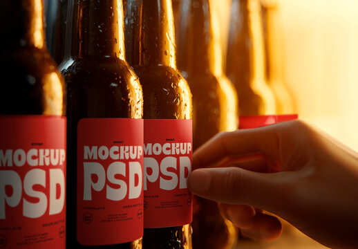 Beer Bottle Label Shelf Mockup