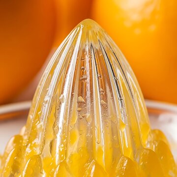 Citrus reamer close-up highlighting vibrant colors and extraction process