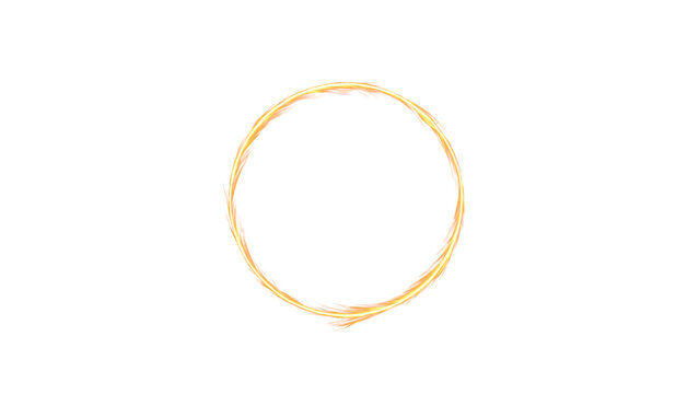 Thin burning fire flame circle border frame effect.Glowing hot ring of fire energy frame