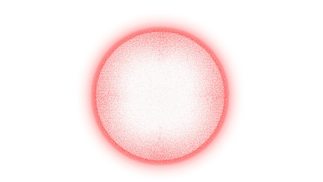 Red Neon Circle Shape with Glitter Glow.Round Glowing Orb with Sparkle Particle Effect