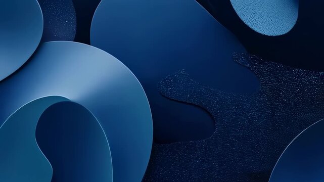 Abstract blue shapes with textured and smooth surfaces overlap