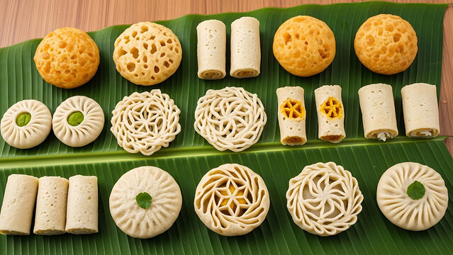 Variety of Pitha traditional Bengali cakes