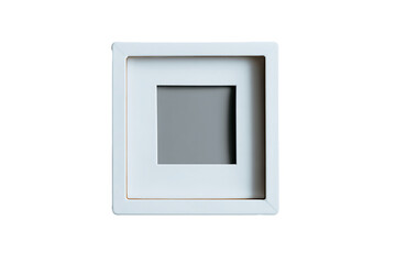 White Square Picture Frame on Transparent Background with Gray Center Ideal for Mockup Product Display Still Life Centered View, PNG