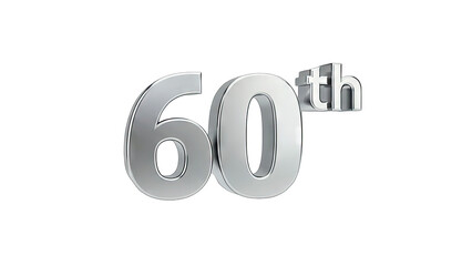 60th Anniversary Celebration: Metallic Number on White