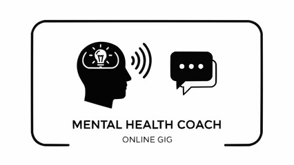Mental Health Coach Online Gig Icon Representing Thought Process and Communication.