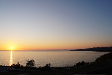 Sunset view of Pacific Ocean from Aki City, Kochi - Japan