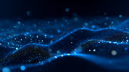 Stunning blue particle waves, dynamic energy field for modern technology visuals or science presentations, perfect for digital innovation and futuristic concepts