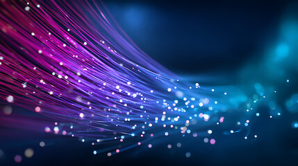 Vibrant fiber optic cables transmit data with stunning speed, offering modern tech solutions and futuristic connectivity for seamless networks and digital innovation