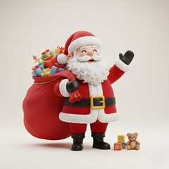 Fototapeta premium 3D Cartoon Santa Claus Character for Christmas and Holiday Concepts