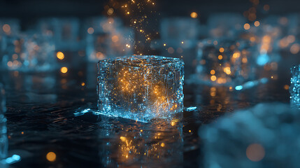 Experience the Future of Data with this Glowing Quantum Computing Cube, a Symbol of Innovation and Technological Advancement for Modern Business Solutions