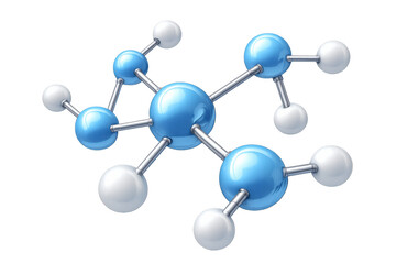 Obraz premium Abstract 3d rendering of connected atoms forming a molecule, illustrating concepts like innovation, technology, and biotechnology