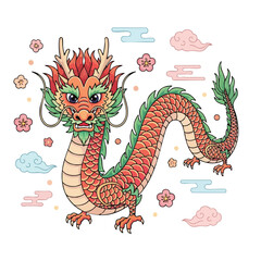 Traditional Chinese Dragon Festive Illustration Vector Art