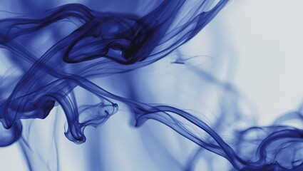 Ethereal Flowing Blue Ink Smoke Abstract in Indigo and Cobalt Tones