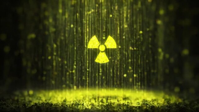 Radioactive Symbol: A vibrant, glowing radioactive symbol radiates energy against a textured background, representing the power and potential of nuclear science and its associated dangers. 