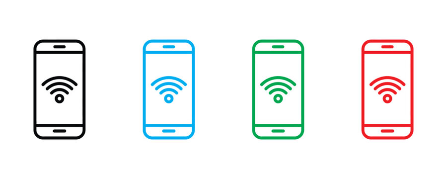 Mobile phone icon set vector on white background. mobile phone, cell phone, wireless signal symbol. vector illustration.