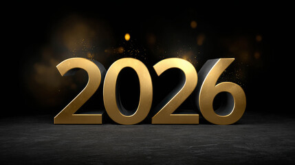 Stunning 3D Render of Gold Foil Numbers with Black Matte Background for Celebratory Events and Promotions in 2026