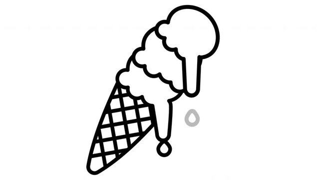 Summer line ice cream cone icon green screen background looping animation video. Motion graphic.