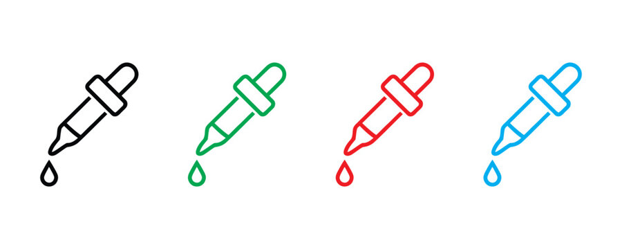 Pipette icon set vector on white background. dropper symbol. droplets, liquid icon. vector illustration.