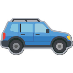 Fototapeta premium Blue SUV Car Cartoon Icon