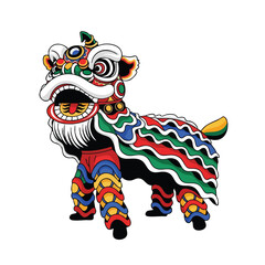 Vibrant Chinese Lion Dance Costume Cultural Celebration Illustration