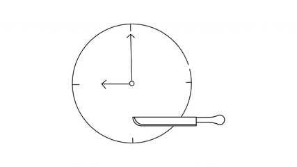 Clock with hands at 900 knife next to it