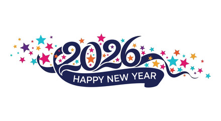 Obraz premium A vibrant new year celebration design featuring the year 2026 with festive decorations and wishes