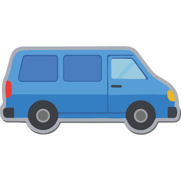 Blue Van Illustration - Simple Cartoon Vehicle