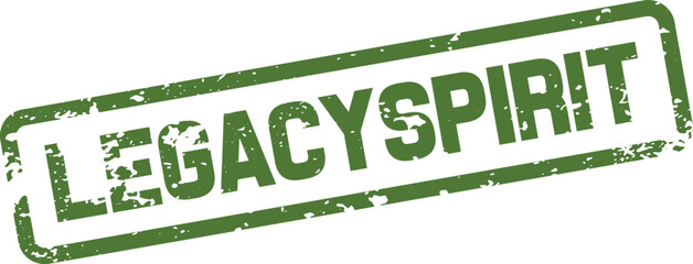 Green grunge Legacyspirit rubber stamp representing enduring traditions and organizational values