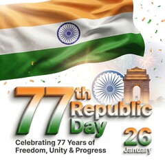 Happy Republic Day India Social Media Post Template 26 January 