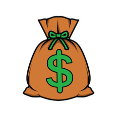 money bag with dollar sign icon illustration