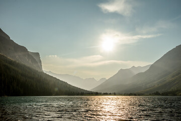 Late Afternoon Sun Over Poia Lake In Glacier