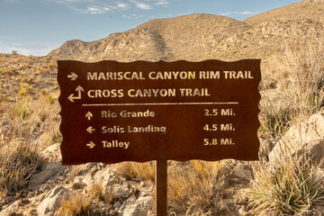 Mariscal Canyon Rim Trail Sign In Big Bend