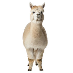 Obraz premium A fluffy alpaca standing isolated on transparent background