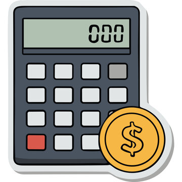 Calculator and Dollar Coin Icon: Financial Calculation and Savings