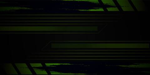 Futuristic green and black abstract gaming banner design with metal technology concept. Vector illustration