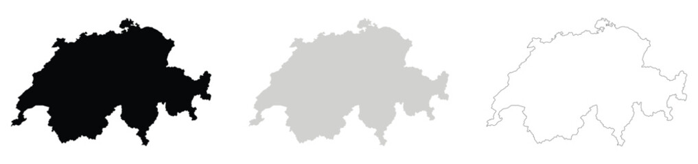 Map of Switzerland. Black, gray, country map icon. Vector illustration. © Design Shop