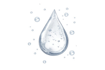 Water drop falling, essential oil droplet, hyaluronic acid serum, gel, moisturizer, or skincare product element