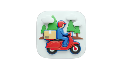 Delivery Rider on Scooter Delivering Package - 3D Illustration