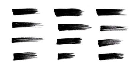 brush strokes isolated on white, including grunge acrylic textures, hand-drawn thick lines, rectangles, banners, sketchy horizontal strokes