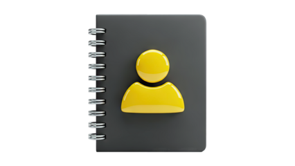 Contact Book with Person Icon on White Background