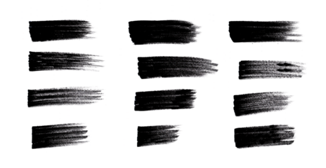 brush strokes isolated on white, including grunge acrylic textures, hand-drawn thick lines, rectangles, banners, sketchy horizontal strokes