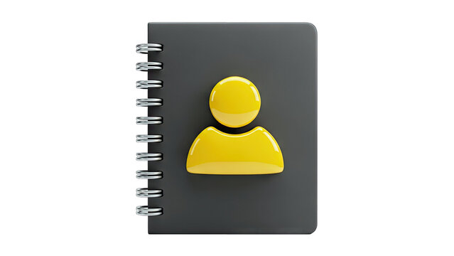 Contact Book with Person Icon on White Background