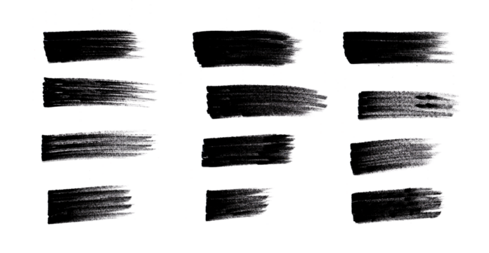 brush strokes isolated on white, including grunge acrylic textures, hand-drawn thick lines, rectangles, banners, sketchy horizontal strokes - Powered by Adobe