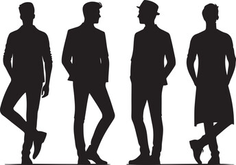 group of men's icon silhouette vector with white background