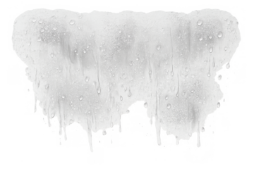 Melting snowdrift or white slush with dripping water drops, isolated on transparent background, symbolizing thaw and winter's end
