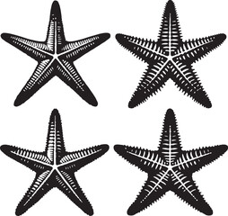 Star fish text icon silhouette vector with white background
