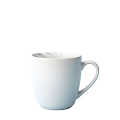 Obraz premium White ceramic coffee mug with handle on right side isolated on plain white background.