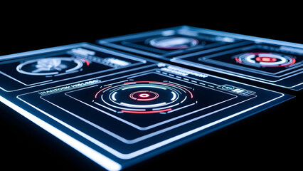 Futuristic UI Elements Illuminated on Dark Background Technology Interface